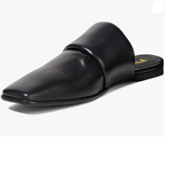 FYS Black Square Toe Mules Slip on Wide Band Slippers Backless Indoor Sandal - Picture 1 of 8